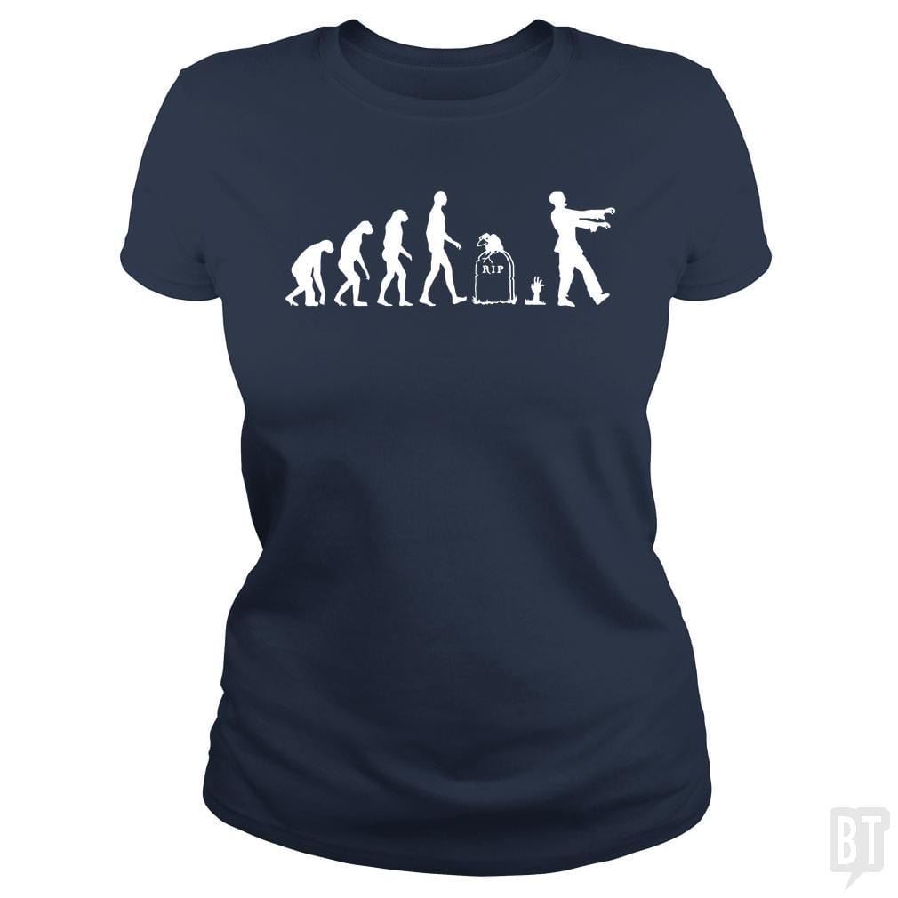 SunFrog-Busted Funky Hippo Classic Ladies Tee / Navy Blue / S Zombie Evolution