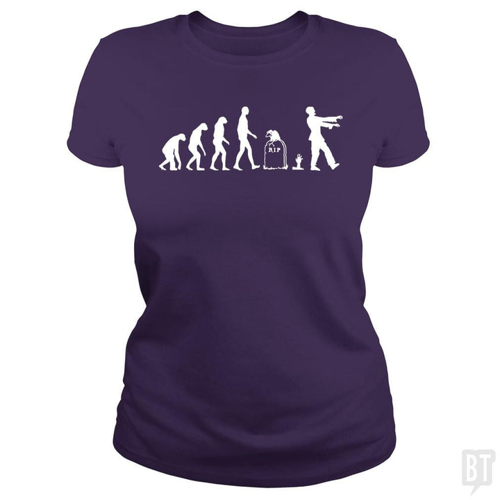 SunFrog-Busted Funky Hippo Classic Ladies Tee / Purple / S Zombie Evolution