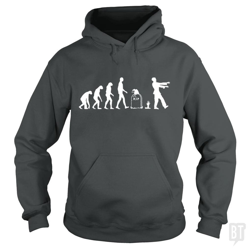 SunFrog-Busted Funky Hippo Hoodie / Dark Heather / S Zombie Evolution