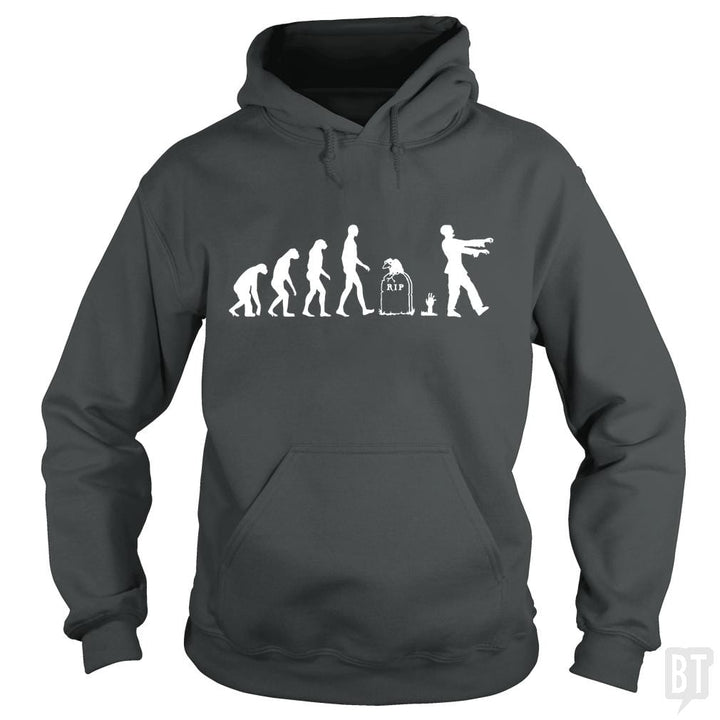 SunFrog-Busted Funky Hippo Hoodie / Dark Heather / S Zombie Evolution