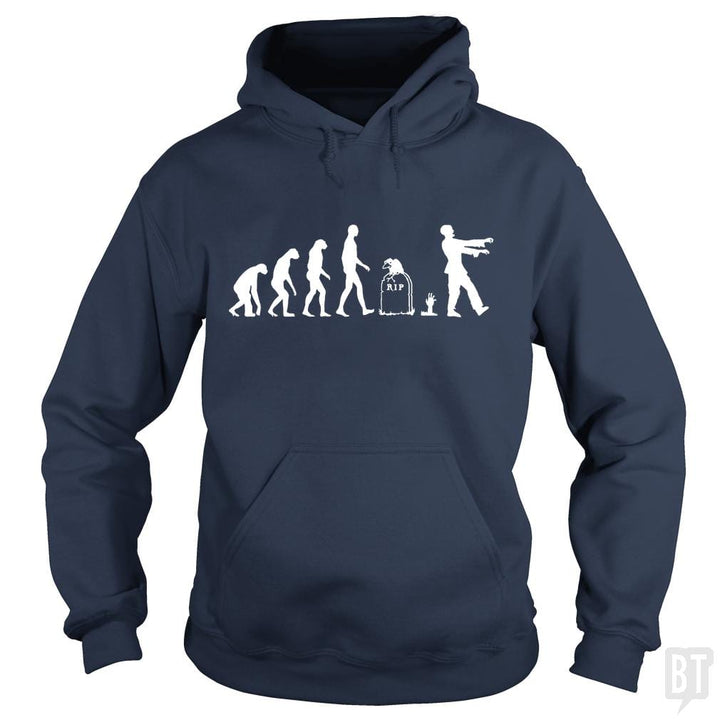 SunFrog-Busted Funky Hippo Hoodie / Navy Blue / S Zombie Evolution