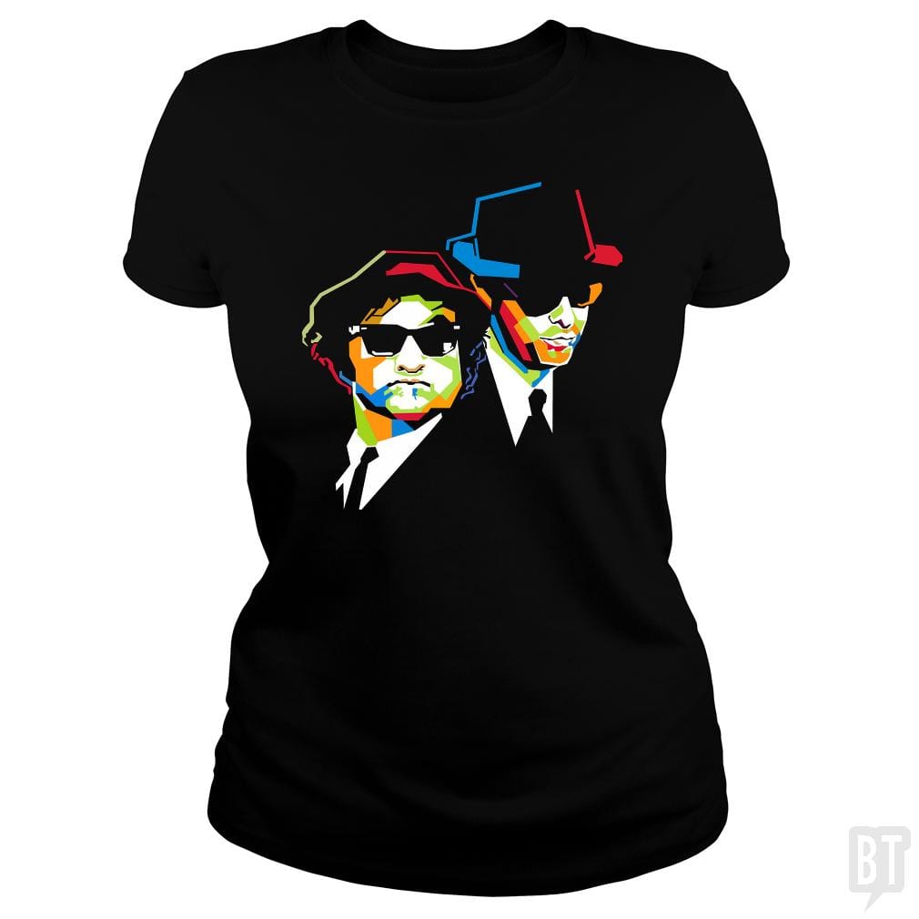 SunFrog-Busted Harold Classic Ladies Tee / Black / S Blues Brothers Cubism