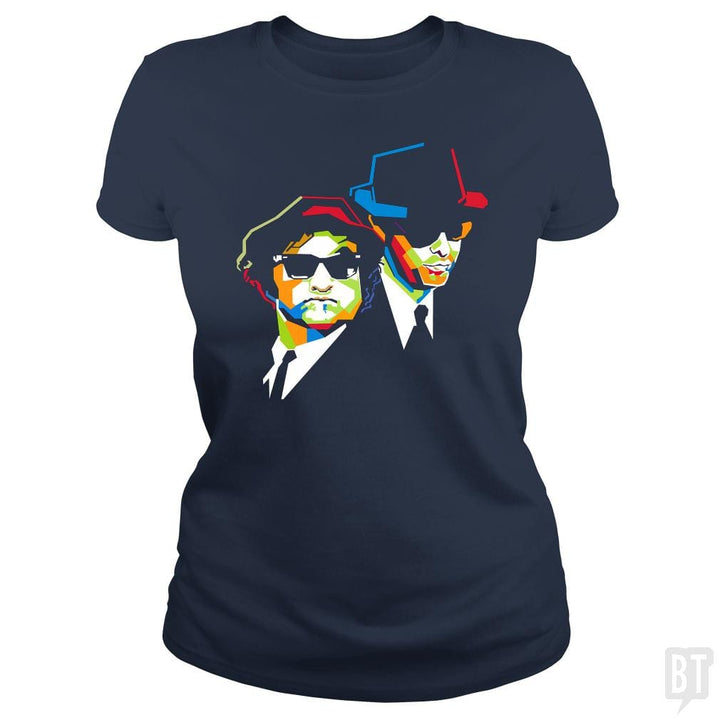 SunFrog-Busted Harold Classic Ladies Tee / Navy Blue / S Blues Brothers Cubism