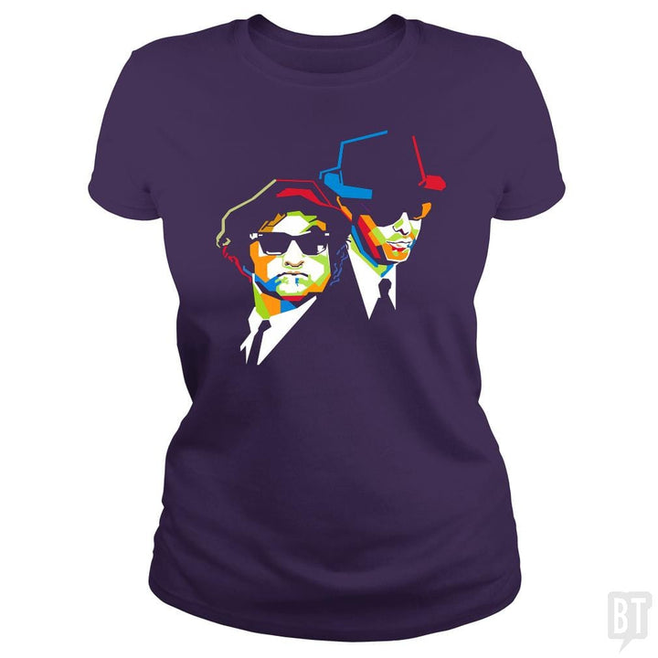 SunFrog-Busted Harold Classic Ladies Tee / Purple / S Blues Brothers Cubism