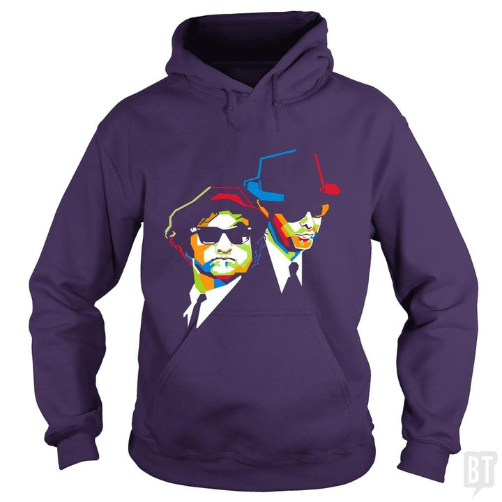 SunFrog-Busted Harold Hoodie / Purple / S Blues Brothers Cubism