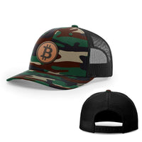 Load image into Gallery viewer, SunFrog-Busted Hats Snapback / Green Camo and Black / One Size Bitcoin Leather Patch Hats
