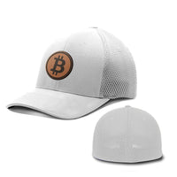 Load image into Gallery viewer, SunFrog-Busted Hats Flexfit / White / S/M Bitcoin Leather Patch Hats
