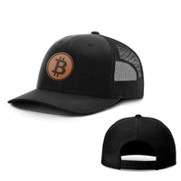 Load image into Gallery viewer, SunFrog-Busted Hats Snapback / Full Black / One Size Bitcoin Leather Patch Hats

