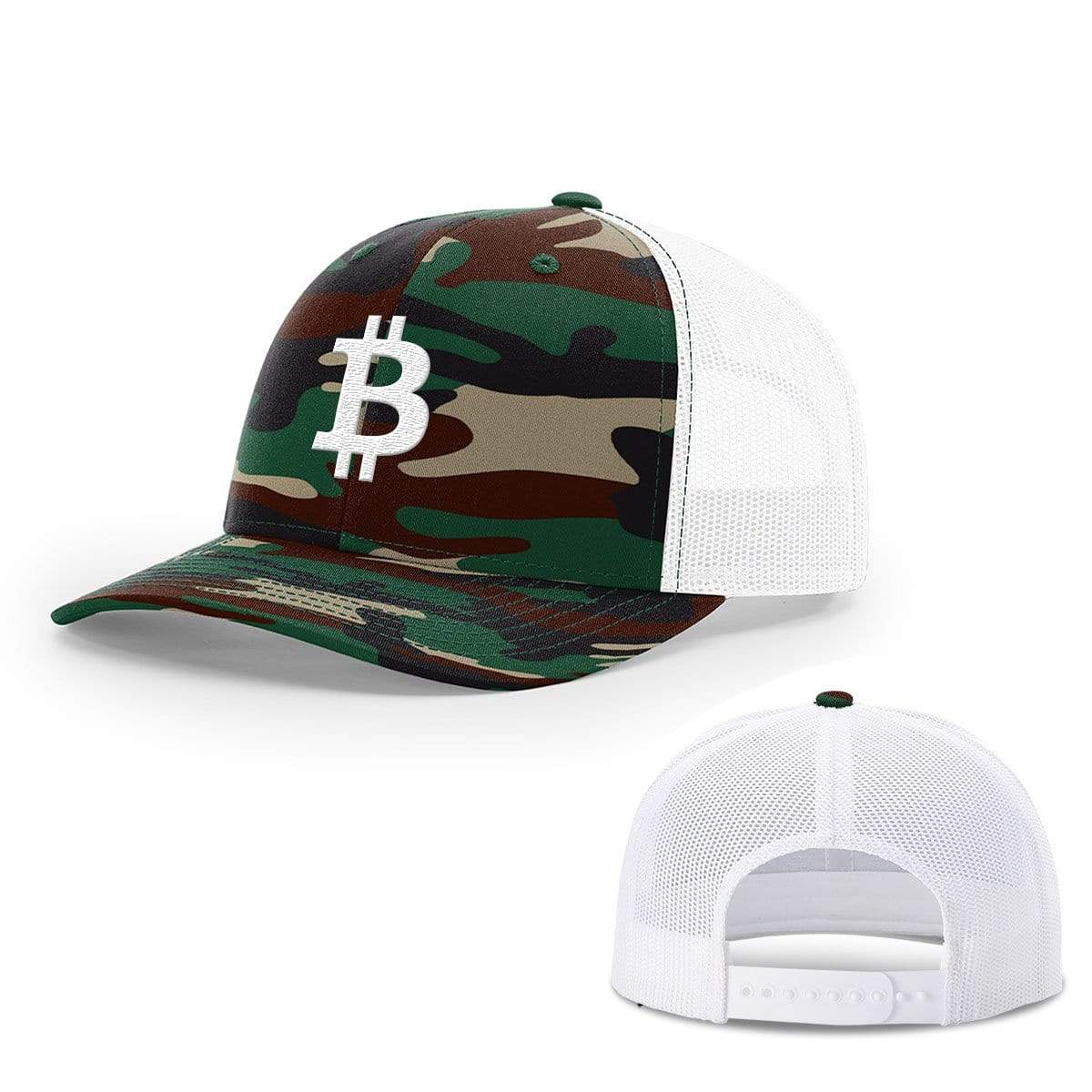 SunFrog-Busted Hats Snapback / Green Camo and White / One Size Bitcoin Logo Hats