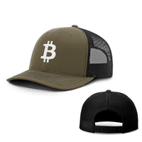 Load image into Gallery viewer, SunFrog-Busted Hats Snapback / Loden and Black / One Size Bitcoin Logo Hats
