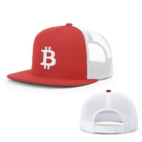 Load image into Gallery viewer, SunFrog-Busted Hats Snapback Flatbill / Red And White / One Size Bitcoin Logo Hats

