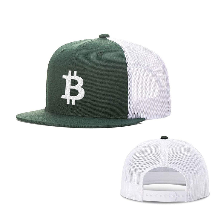 SunFrog-Busted Hats Snapback Flatbill / Dark Green and White / One Size Bitcoin Logo Hats