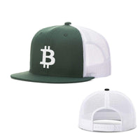 Load image into Gallery viewer, SunFrog-Busted Hats Snapback Flatbill / Dark Green and White / One Size Bitcoin Logo Hats
