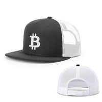 Load image into Gallery viewer, SunFrog-Busted Hats Snapback Flatbill / Black and White / One Size Bitcoin Logo Hats
