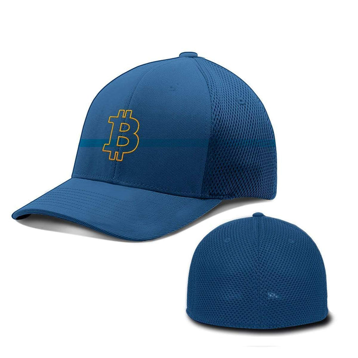 SunFrog-Busted Hats Flexfit / Royal Blue / S/M Bitcoin Outline Hats