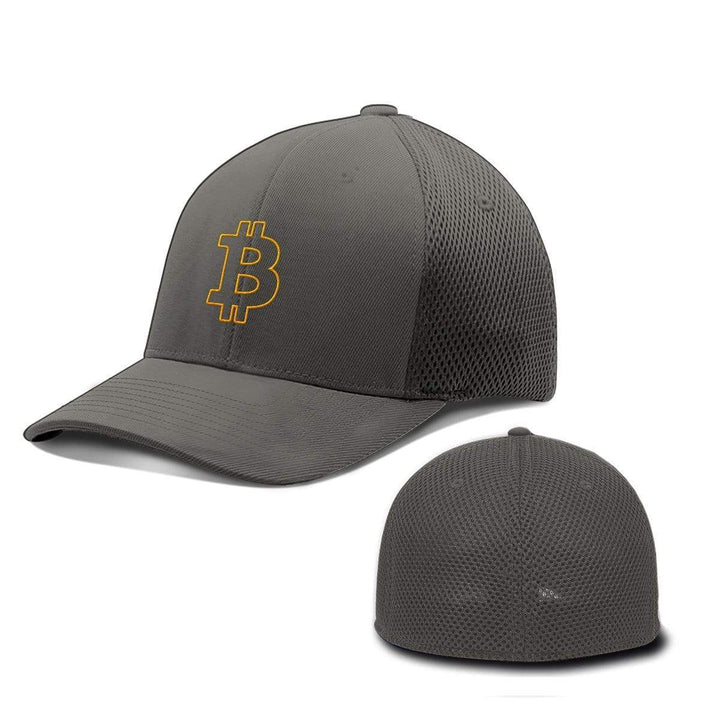 SunFrog-Busted Hats Flexfit / Charcoal / S/M Bitcoin Outline Hats