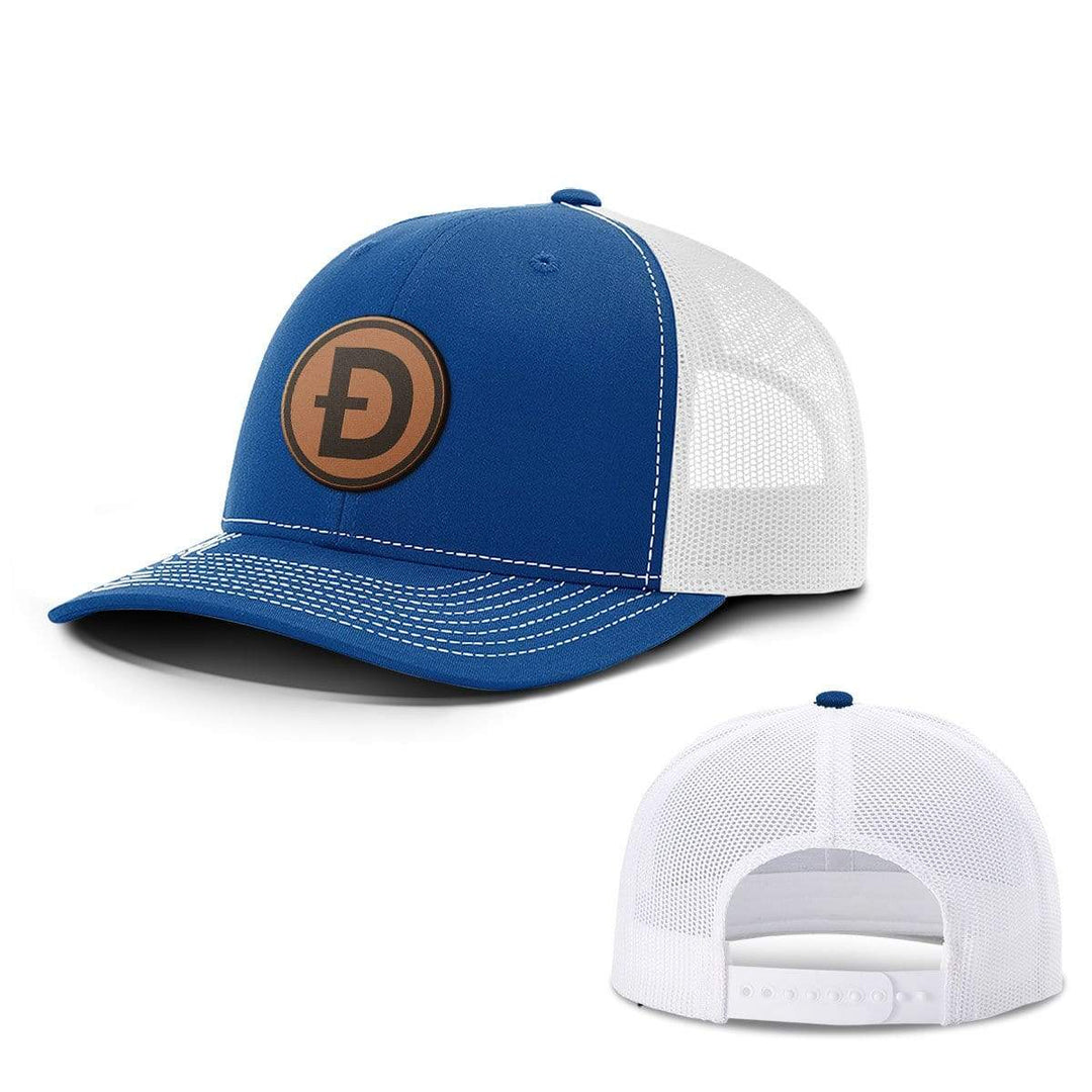 SunFrog-Busted Hats Snapback / Royal Blue and White / One Size Dogecoin Leather Patch Hats