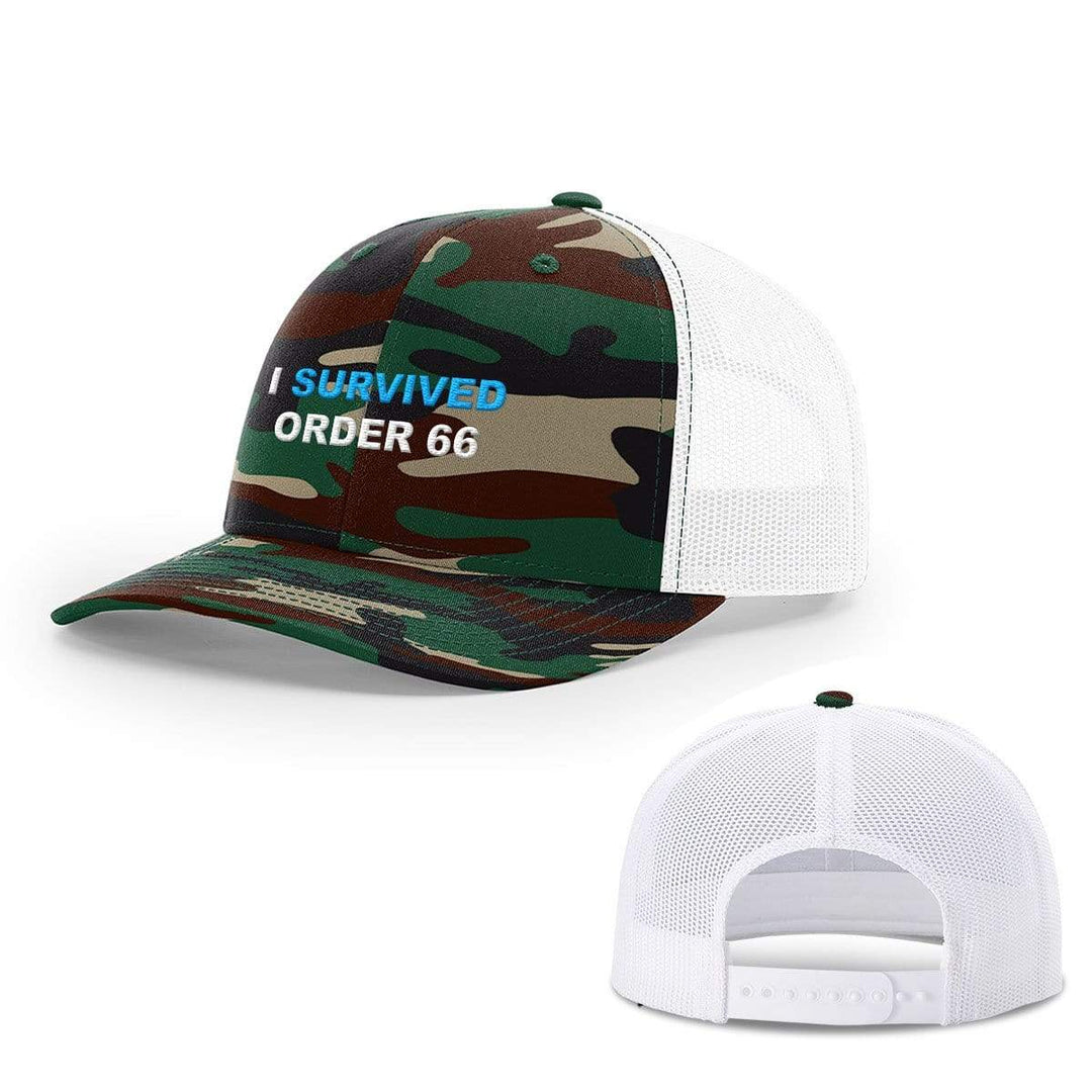 SunFrog-Busted Hats Snapback / Green Camo and White / One Size I Survived Order 66 Hats