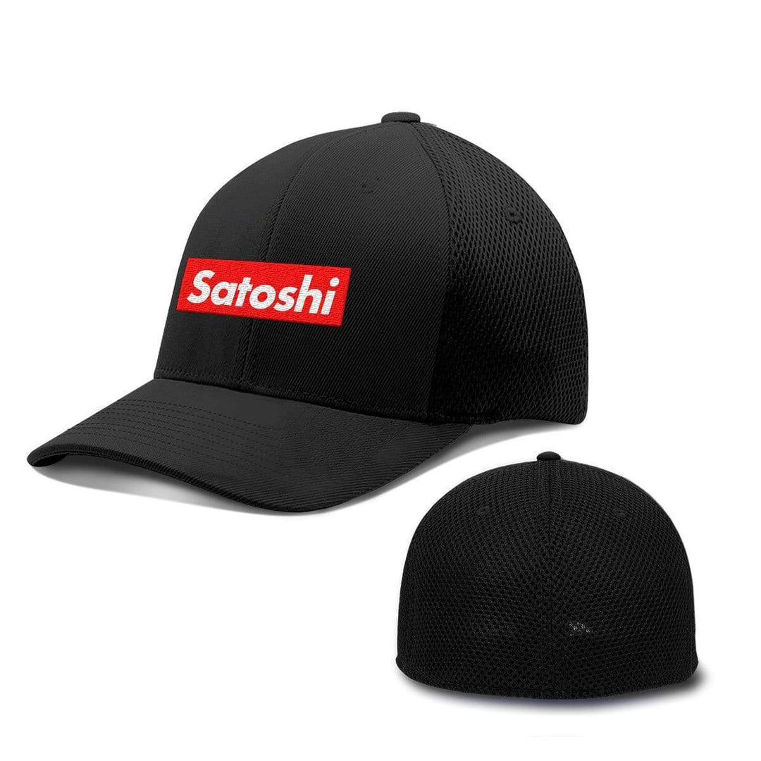 SunFrog-Busted Hats Flexfit / Full Black / S/M Satoshi Hats