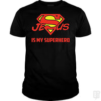 Load image into Gallery viewer, SunFrog-Busted Classic Guys / Unisex Tee / Black / S Jesus Is My Superhero t shirt
