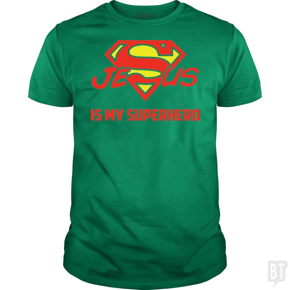 SunFrog-Busted Classic Guys / Unisex Tee / Irish Green / S Jesus Is My Superhero t shirt