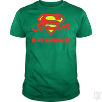 Load image into Gallery viewer, SunFrog-Busted Classic Guys / Unisex Tee / Irish Green / S Jesus Is My Superhero t shirt
