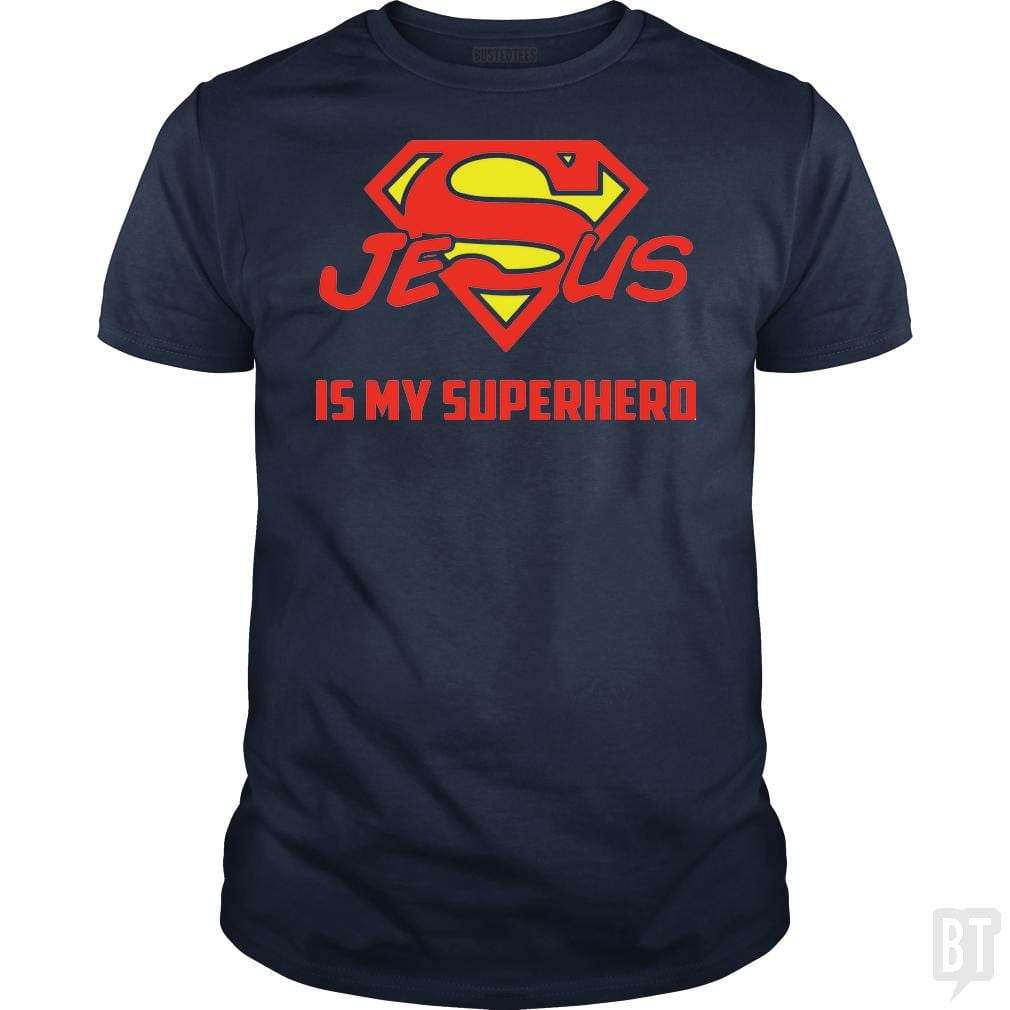 SunFrog-Busted Classic Guys / Unisex Tee / Navy Blue / S Jesus Is My Superhero t shirt