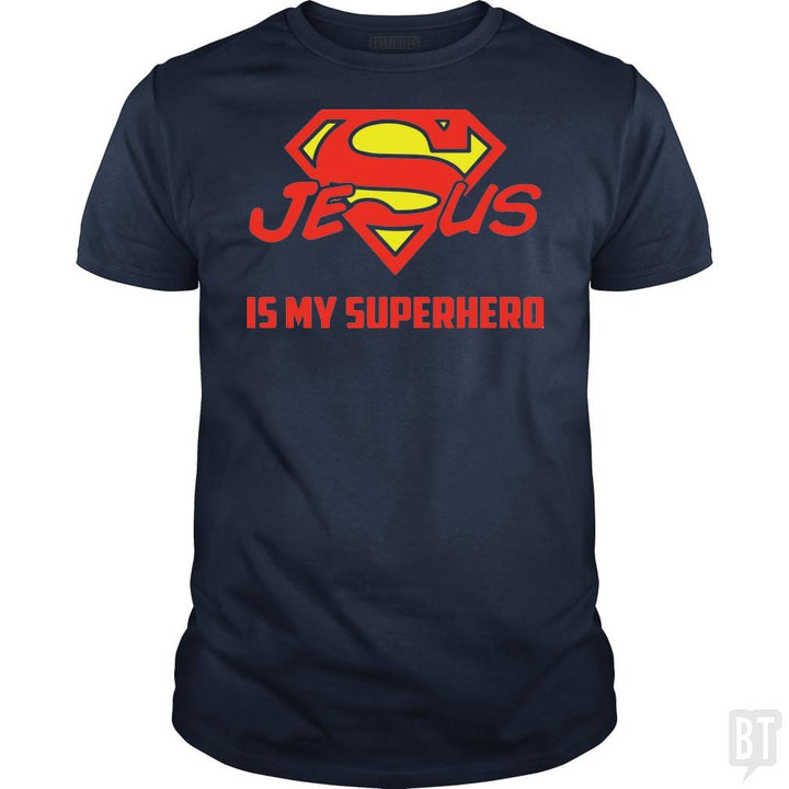SunFrog-Busted Classic Guys / Unisex Tee / Navy Blue / S Jesus Is My Superhero t shirt