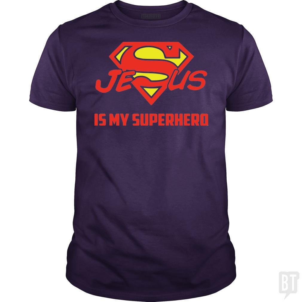 SunFrog-Busted Classic Guys / Unisex Tee / Purple / S Jesus Is My Superhero t shirt
