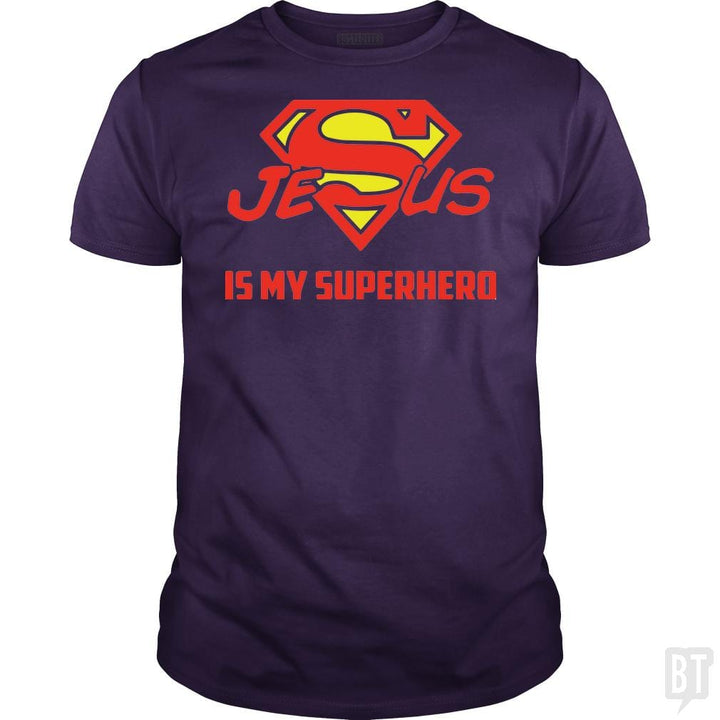 SunFrog-Busted Classic Guys / Unisex Tee / Purple / S Jesus Is My Superhero t shirt