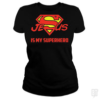 Load image into Gallery viewer, SunFrog-Busted Classic Ladies Tee / Black / S Jesus Is My Superhero t shirt
