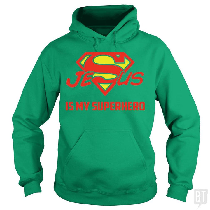 SunFrog-Busted Hoodie / Irish Green / S Jesus Is My Superhero t shirt