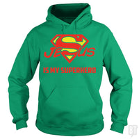 Load image into Gallery viewer, SunFrog-Busted Hoodie / Irish Green / S Jesus Is My Superhero t shirt
