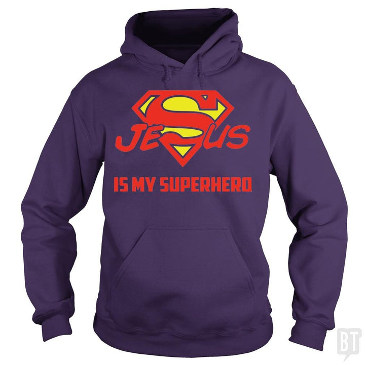 SunFrog-Busted Hoodie / Purple / S Jesus Is My Superhero t shirt