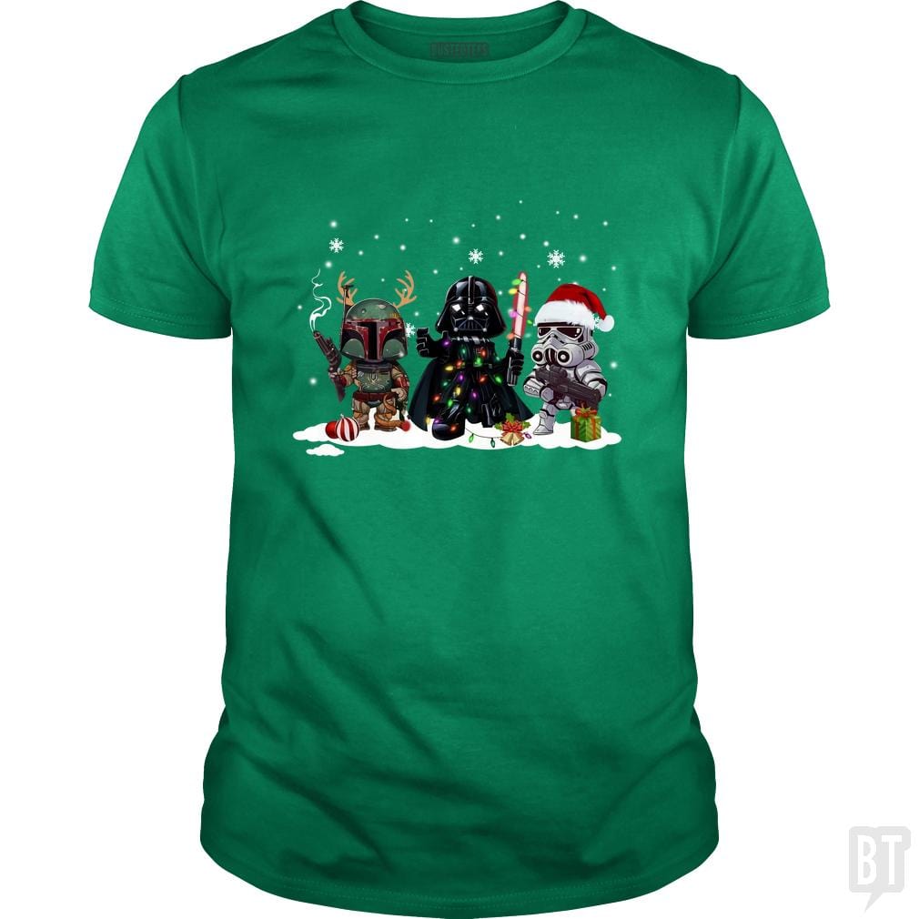 SunFrog-Busted KsuAnn Classic Guys / Unisex Tee / Irish Green / S Boba Fett Darth Vader Stormtrooper Christmas Santa