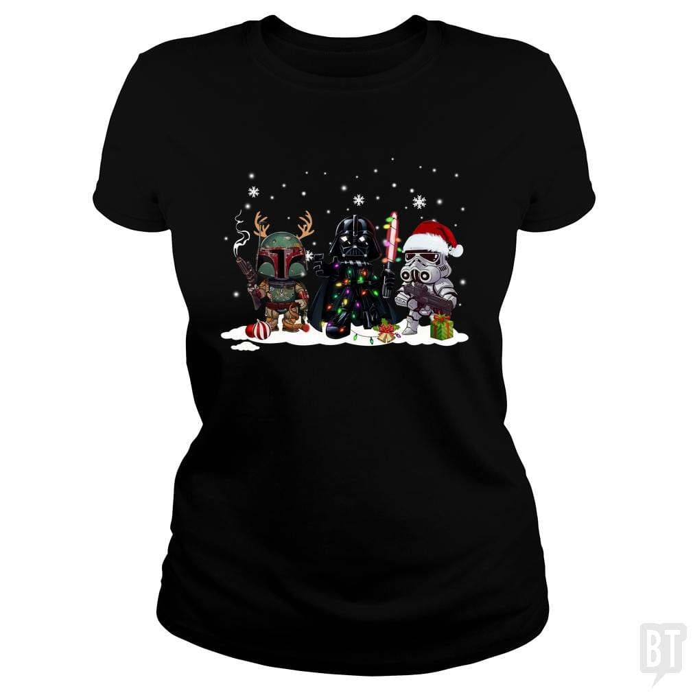 SunFrog-Busted KsuAnn Classic Ladies Tee / Black / S Boba Fett Darth Vader Stormtrooper Christmas Santa