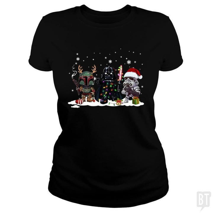 SunFrog-Busted KsuAnn Classic Ladies Tee / Black / S Boba Fett Darth Vader Stormtrooper Christmas Santa