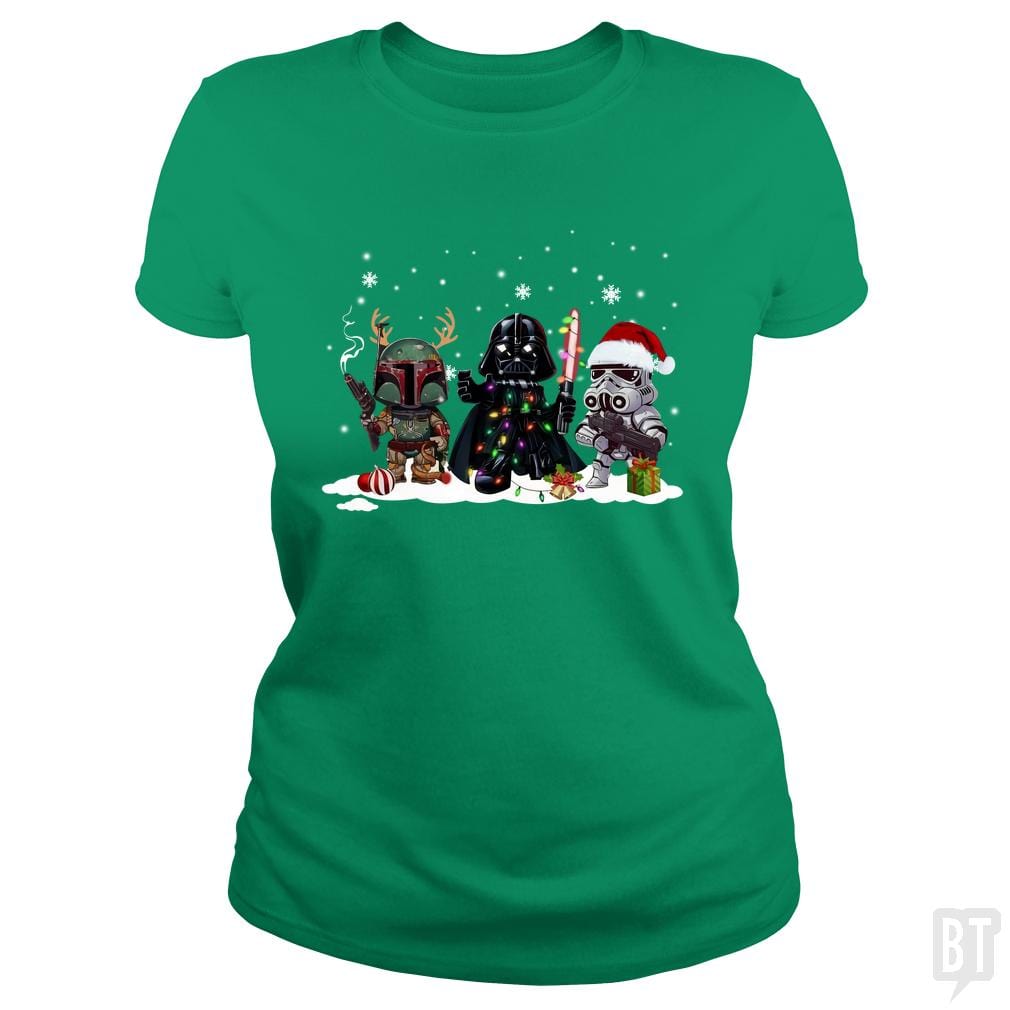 SunFrog-Busted KsuAnn Classic Ladies Tee / Irish Green / S Boba Fett Darth Vader Stormtrooper Christmas Santa