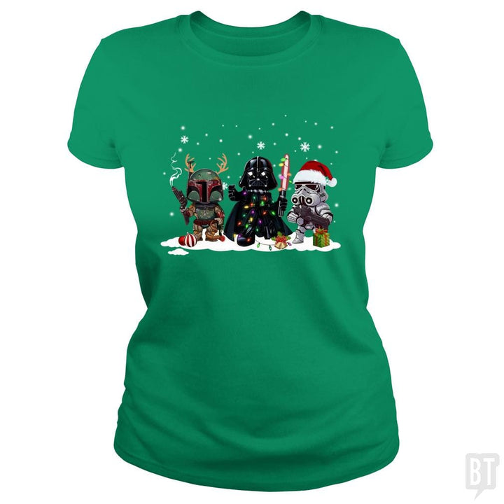 SunFrog-Busted KsuAnn Classic Ladies Tee / Irish Green / S Boba Fett Darth Vader Stormtrooper Christmas Santa