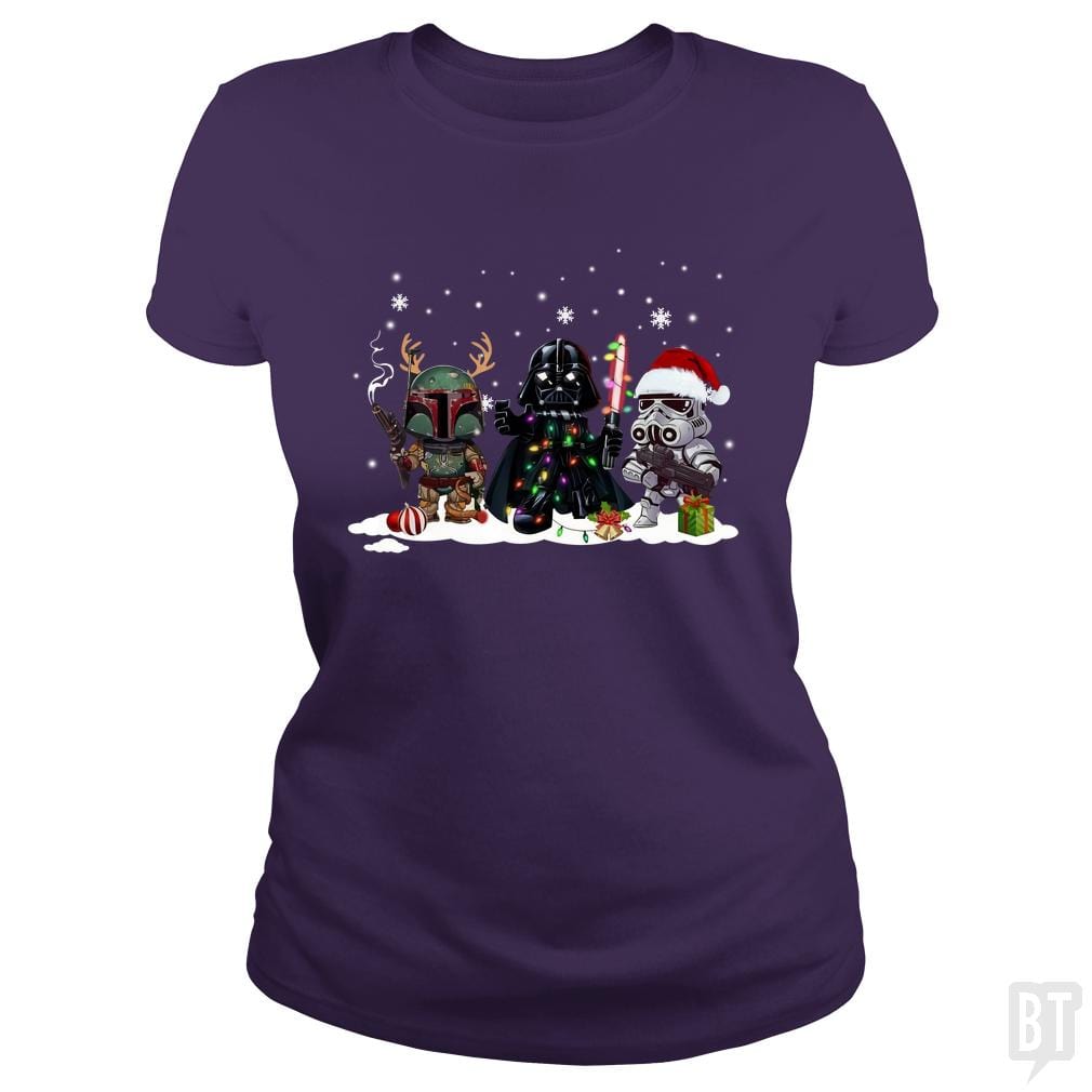 SunFrog-Busted KsuAnn Classic Ladies Tee / Purple / S Boba Fett Darth Vader Stormtrooper Christmas Santa