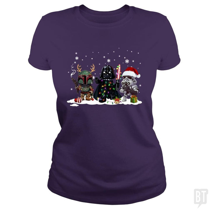 SunFrog-Busted KsuAnn Classic Ladies Tee / Purple / S Boba Fett Darth Vader Stormtrooper Christmas Santa