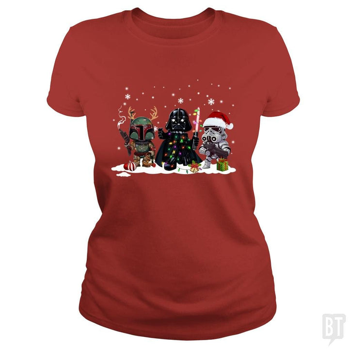 SunFrog-Busted KsuAnn Classic Ladies Tee / Red / S Boba Fett Darth Vader Stormtrooper Christmas Santa