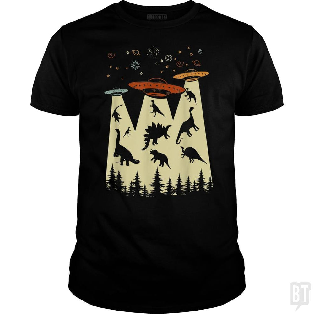 SunFrog-Busted Lewis Classic Guys / Unisex Tee / Black / S Vintage Dinosaur Alien Abduction