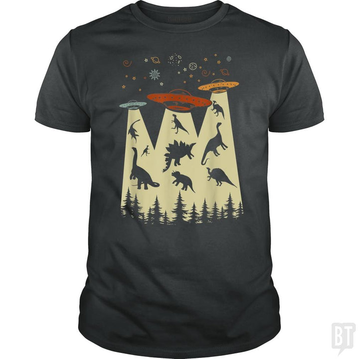 SunFrog-Busted Lewis Classic Guys / Unisex Tee / Dark Heather / S Vintage Dinosaur Alien Abduction