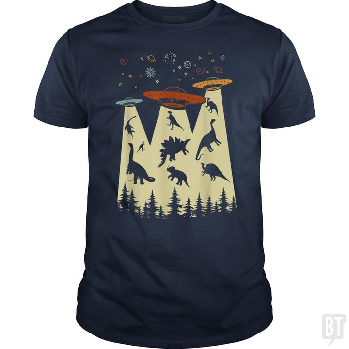 SunFrog-Busted Lewis Classic Guys / Unisex Tee / Navy Blue / S Vintage Dinosaur Alien Abduction