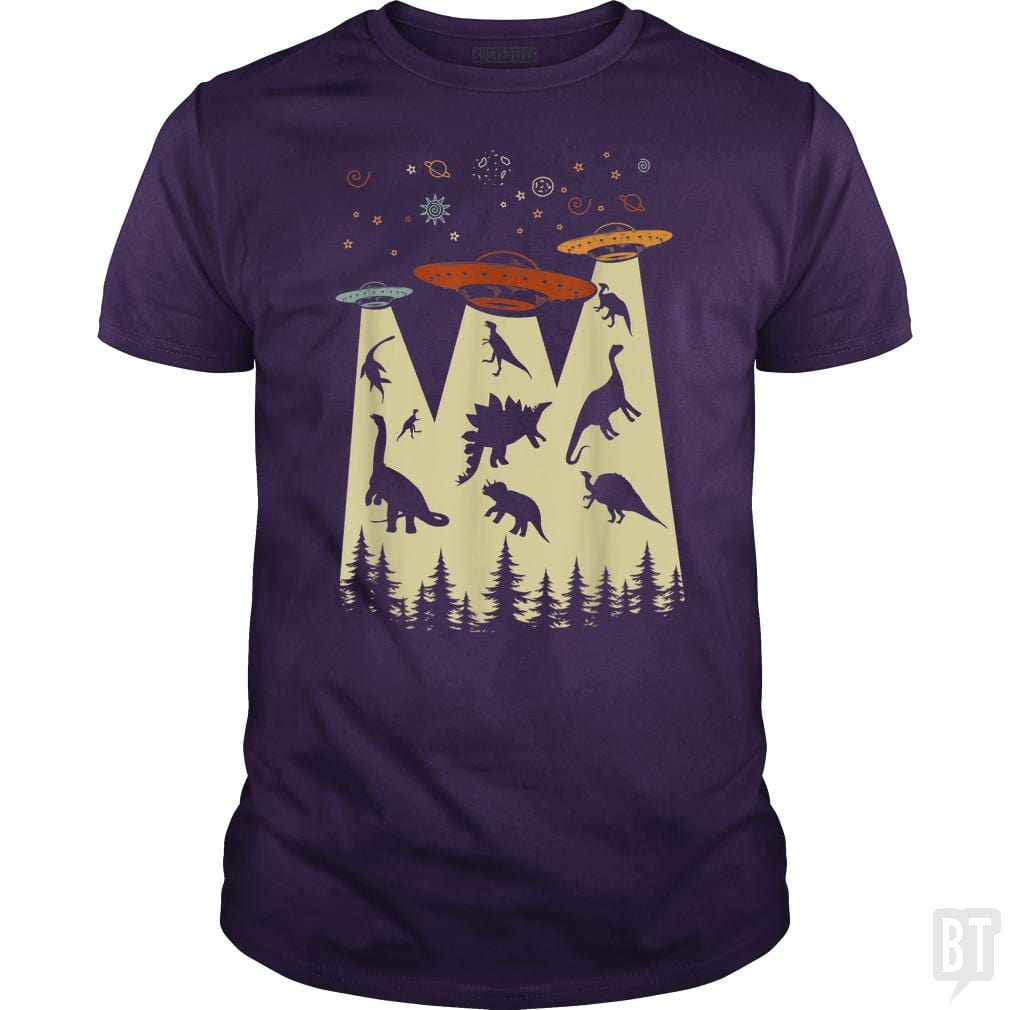 SunFrog-Busted Lewis Classic Guys / Unisex Tee / Purple / S Vintage Dinosaur Alien Abduction