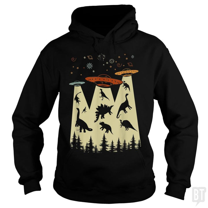 SunFrog-Busted Lewis Hoodie / Black / S Vintage Dinosaur Alien Abduction