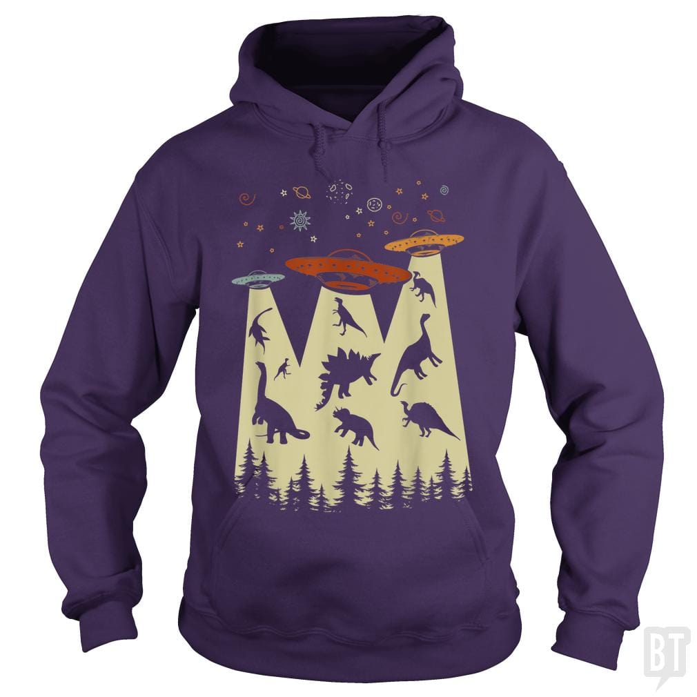 SunFrog-Busted Lewis Hoodie / Purple / S Vintage Dinosaur Alien Abduction
