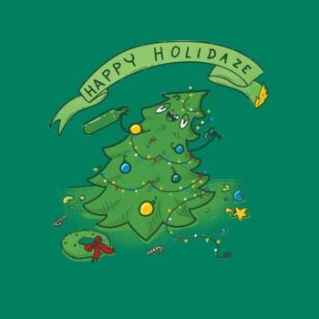 SunFrog-Busted Made With Awesome Happy Holidaze