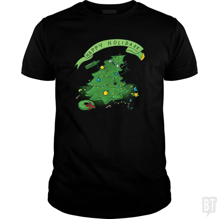 SunFrog-Busted Made With Awesome Classic Guys / Unisex Tee / Black / S Happy Holidaze